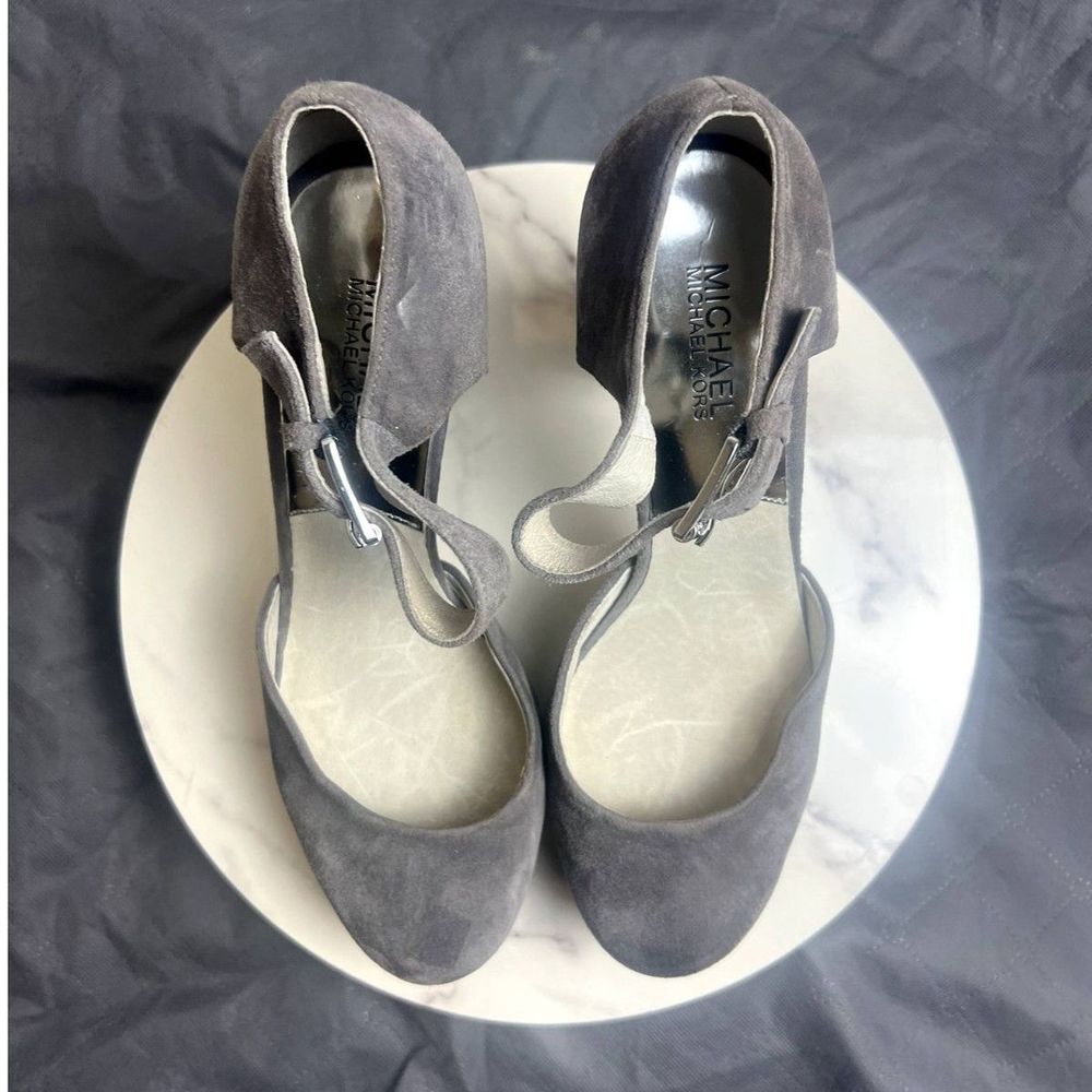 Michael Michael Kors Haven Ankle Strap Dark Slate Suede Platform SZ 10M:NWOT